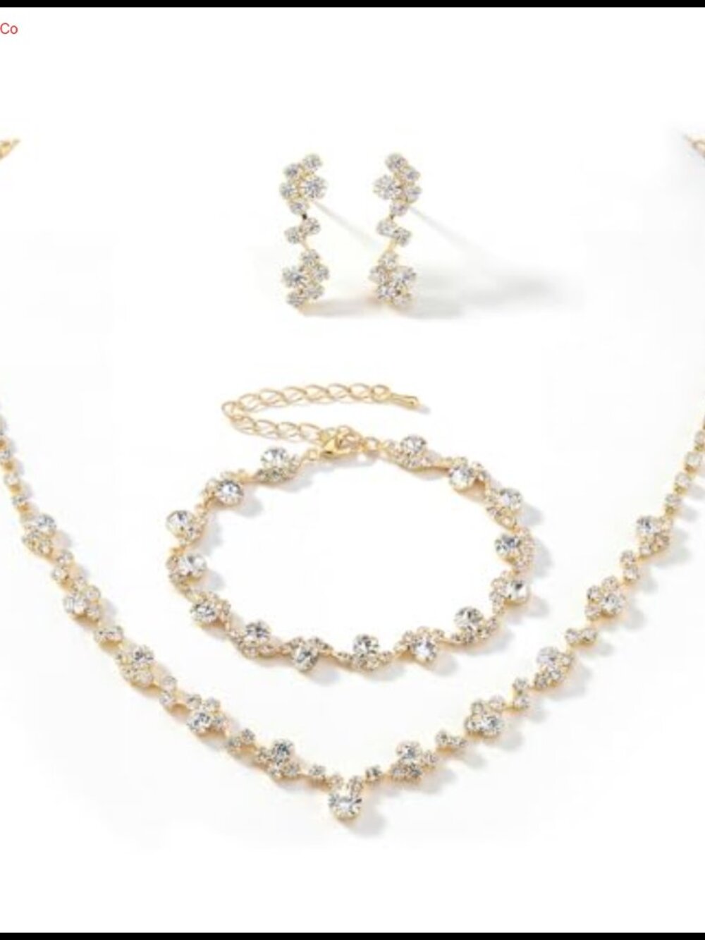 Crystal Rhinestone Choker Necklace Earrings Set Bridal Wedding Jewelry